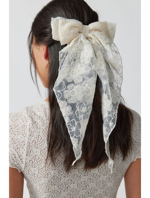 Urban Outfitters Large Flower Lace Hair Bow Barrette