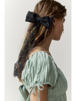 Large Floral Lace Hair Bow Barrette