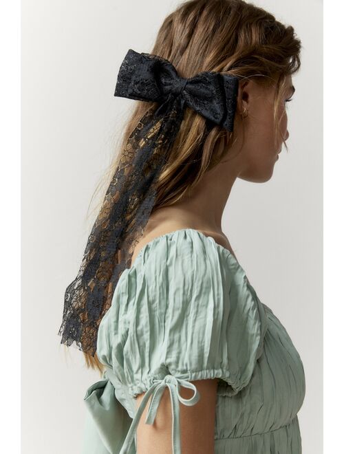 Urban Outfitters Large Floral Lace Hair Bow Barrette
