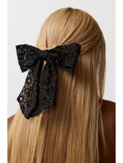Embroidered Floral Hair Bow Barrette