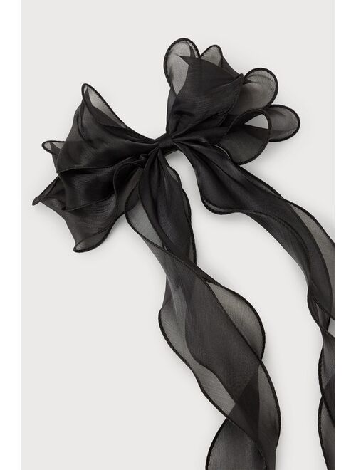 Lulus Dearest Charm Black Organza Oversized Bow