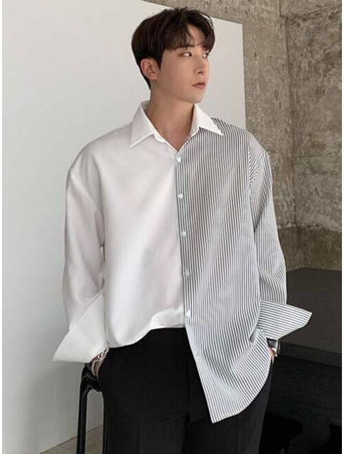 DAZY Men Cotton Striped Print Drop Shoulder Shirt