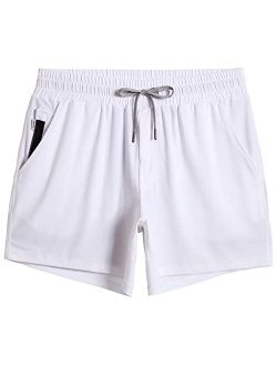 Mens Workout Shorts 5" Short Shorts Soft Stretch Running Gym Athletic Shorts with Zip Pockets