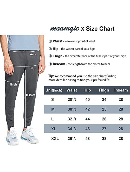 maamgic Mens Joggers Workout Pants Slim Fit Lightweight Track Pants Jogger Pants with Zipper Pockets