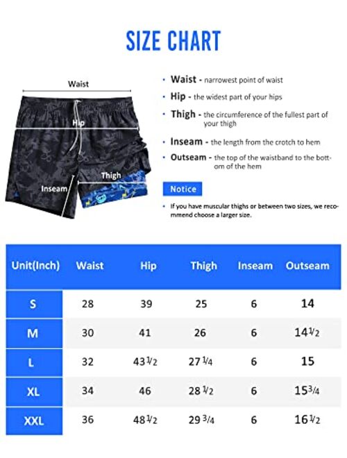 maamgic Mens 5" Gym Running Shorts for Men 2 in 1 Quick Dry Workout Athletic Shorts