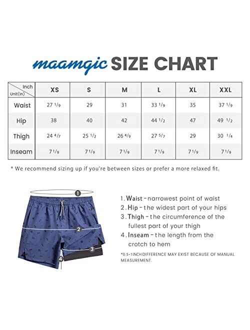 maamgic Gym Shorts for Men 7 inch Inseam with Liner Stretch 2 in 1 Workout Shorts Men Quick Dry Athletic Running Shorts