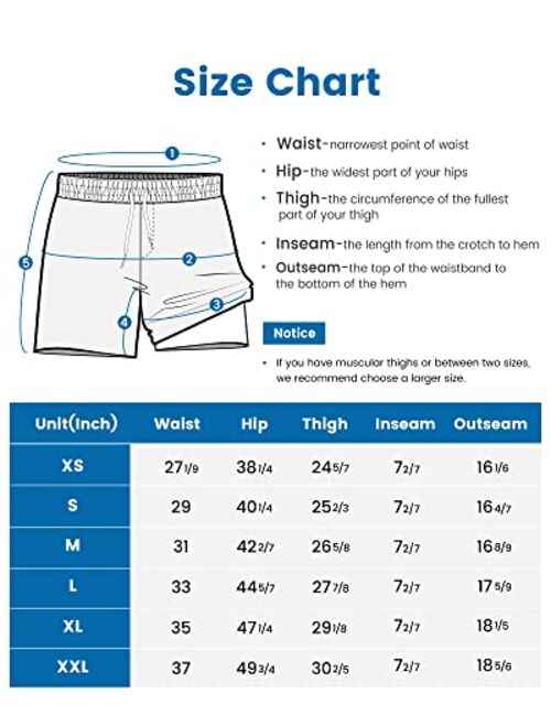 maamgic Mens Swim Trunks with Compression Liner 7 Inch Inseam Mens Bathing Suit Quick Dry Mens Swimming Trunks Swimsuit
