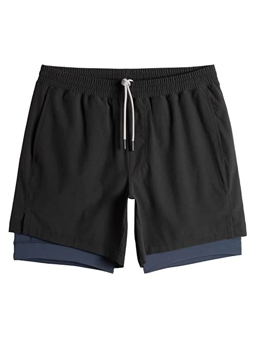 maamgic Mens Workout Shorts 2 in 1 Stretch 5 inch Inseam Gym Shorts Running Shorts with Compression Liner Zip Pocket