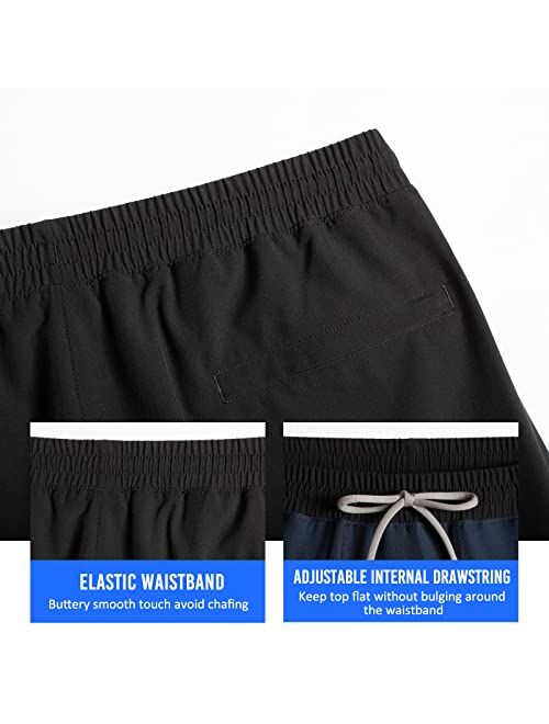 maamgic Mens Workout Shorts 2 in 1 Stretch 5 inch Inseam Gym Shorts Running Shorts with Compression Liner Zip Pocket