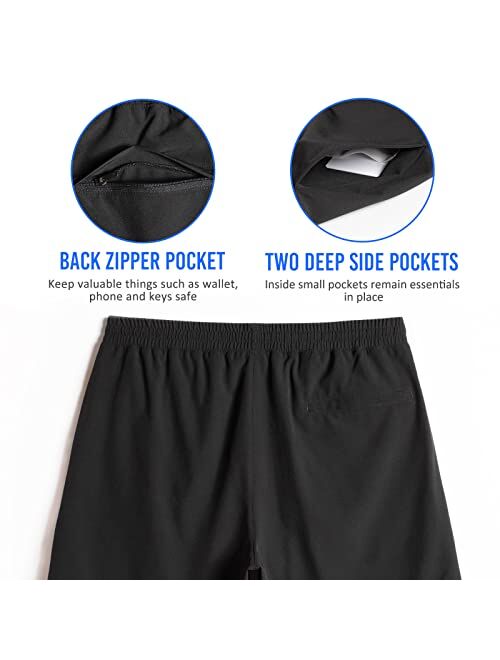 maamgic Mens Workout Shorts 2 in 1 Stretch 5 inch Inseam Gym Shorts Running Shorts with Compression Liner Zip Pocket