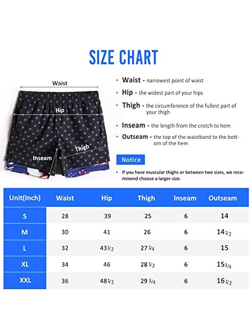 maamgic Mens Workout Shorts 2 in 1 Stretch 5 inch Inseam Gym Shorts Running Shorts with Compression Liner Zip Pocket