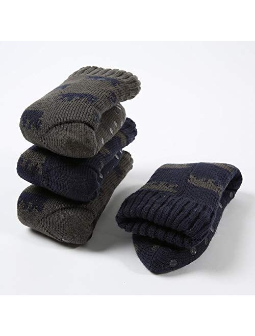maamgic Mens Fuzzy Warm Slipper Socks Non Slip Skid Winter Cozy Knit Fleece Lining Indoor Socks with Grips for Men Teen