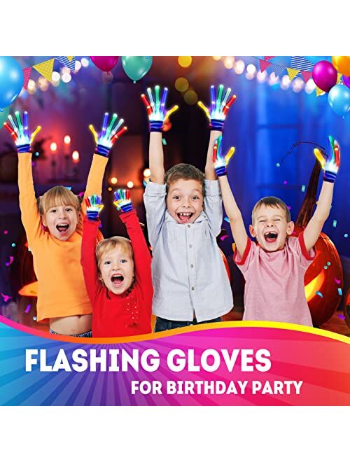 superwin Toys for 3 4 5 6 Years Old Boys Girls Kids LED Gloves Rainbow Party Favors Supplies Cool Toy for 3-5 Colorful Flashing Light Up Gloves Birthday Christmas Gifts f