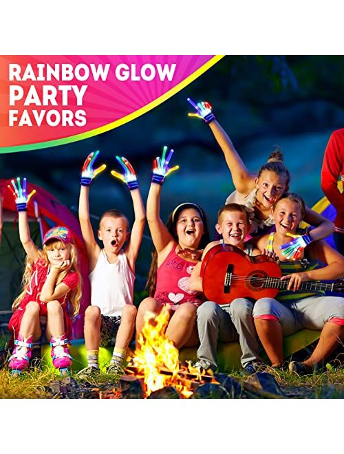 superwin Toys for 3 4 5 6 Years Old Boys Girls Kids LED Gloves Rainbow Party Favors Supplies Cool Toy for 3-5 Colorful Flashing Light Up Gloves Birthday Christmas Gifts f