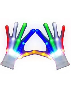 UWEIDOIT Led Gloves for Children, Colorful Flashing Light up Gloves for Halloween Chrismas Carnival Party