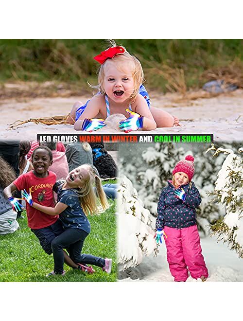 GLEDLOVES LED Gloves,LED Gloves for Kids Teen and Adults Gifts,LED Finger Gloves,Finger Light Gloves,The Toys for 9-12 Year Old Boys Girls,Light Up Gloves Have 5Color/6Mo