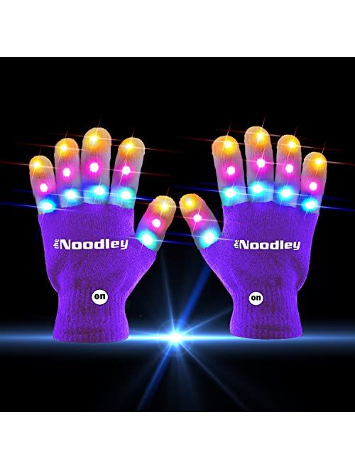 The Noodley Light Up Gloves for Kids Toys Outdoor Games Indoor Costume Accessory Sensory Toy for Boys Girls Autistic Children Kid Sized Ages 4 5 6 7 (Small, Black)