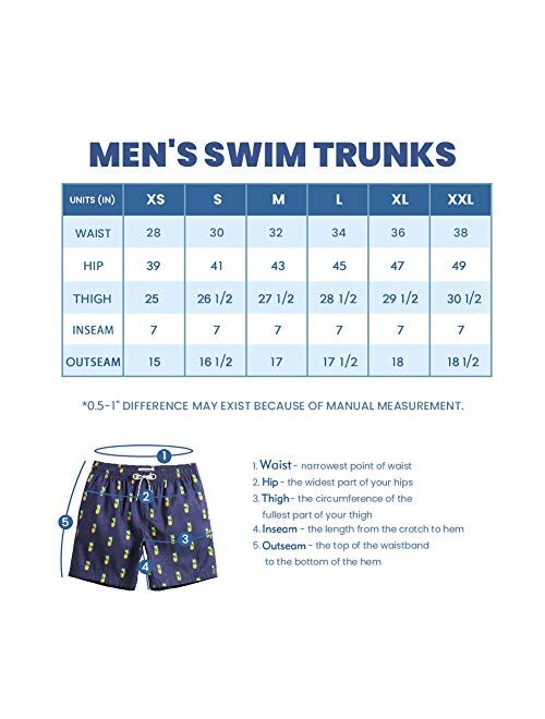maamgic Mens Slim Fit Quick Dry Swim Shorts Swim Trunks 7 inch Mens Bathing Suits with Mesh Lining