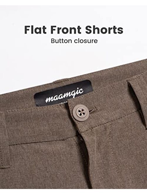 maamgic Men's Slim-fit Golf Shorts 9" Inseam Amphibious Casual Shorts Stretch Quick Dry Daily Casual Wear