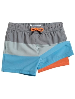 Boys Swim Trunks with Compression Liner Toddler Boys Stretch Swim Shorts Quick Dry 2 in 1 Beach Shorts