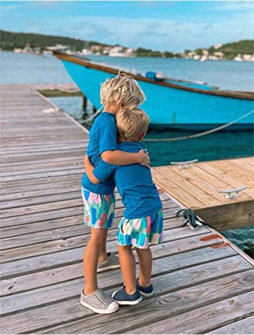 maamgic Boys Swim Trunks with Compression Liner Toddler Boys Stretch Swim Shorts Quick Dry 2 in 1 Beach Shorts