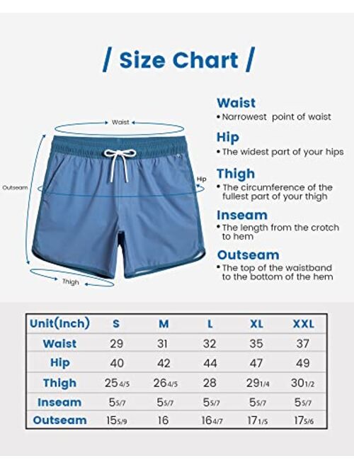 maamgic Gym Shorts for Men 5 Inch Athletic Running Workout Shorts Men Stretch Quick Dry Swim Trunks No Liner