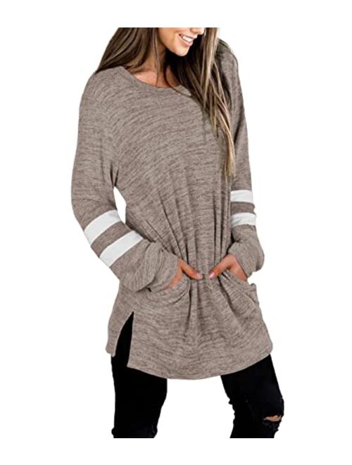 XIEERDUO Womens Sweatshirts Casual Tunic Tops Long Sleeve Shirts Oversized With Pockets