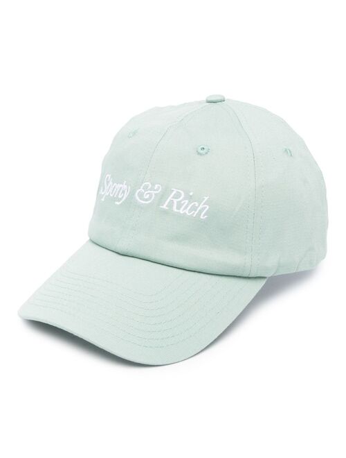 Sporty & Rich logo-embroidered cotton baseball cap
