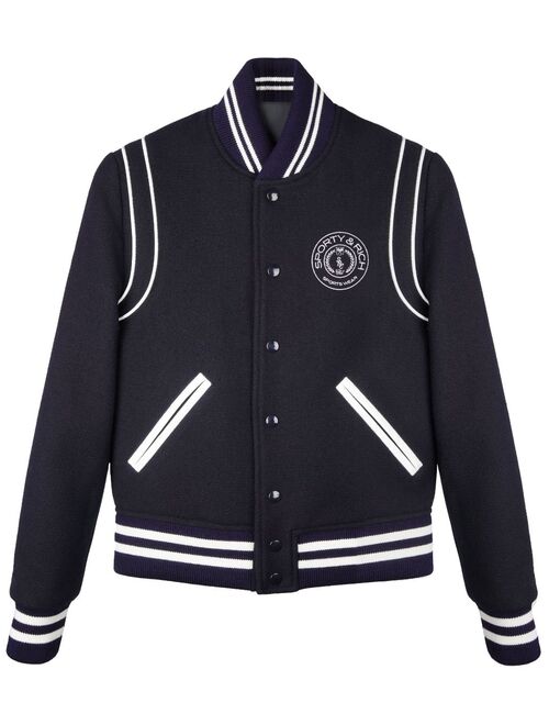 Sporty & Rich Connecticut Crest logo-embroidered varsity jacket