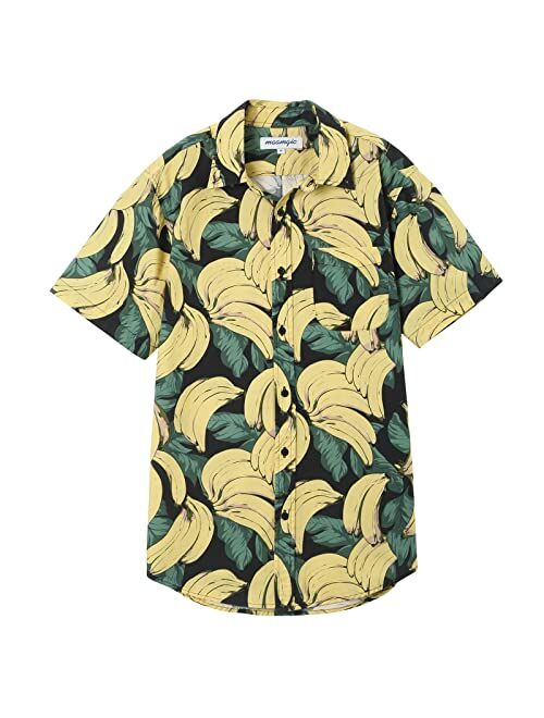 maamgic Hawaiian Shirt for Men Short Sleeve Button Down Shirts for Cruise Vacation Beach Camp