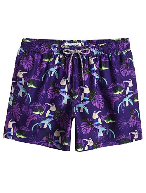 maamgic Mens Swim Shorts 5" Quick Dry Swim Trunks Bathing Suits Beach Shorts with Mesh Lining Pockets