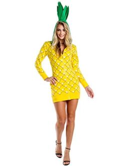 Women's Pineapple Costume Dress w/Pockets for Halloween - Pineapple Onesie for Women
