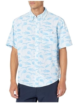 Men's Kona Pattern Short Sleeve Fishing Button Down Shirt