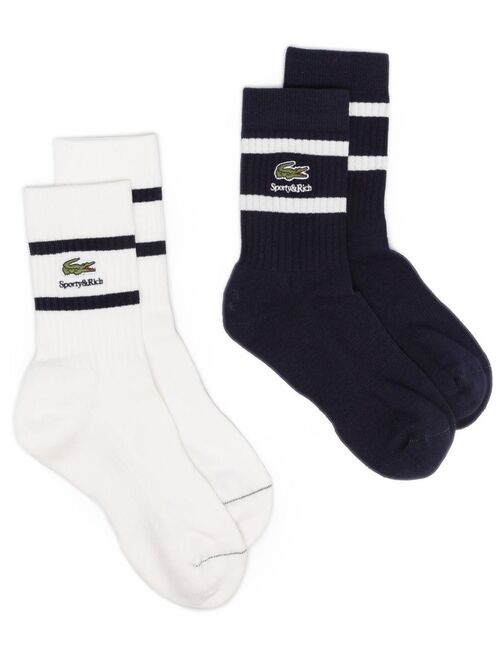 Sporty & Rich logo-patch ribbed socks (pack of two)
