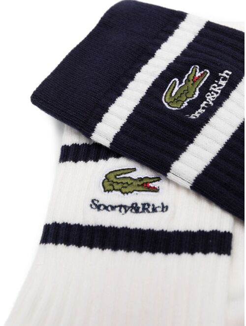 Sporty & Rich logo-patch ribbed socks (pack of two)