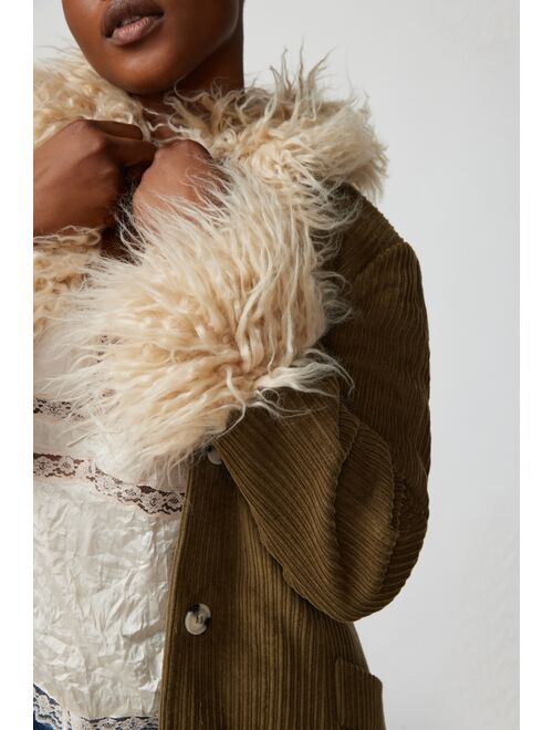 Urban Outfitters UO Tasha Faux Fur Corduroy Longline Coat