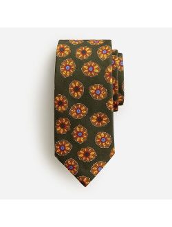 Wool challis tie in sunflower print