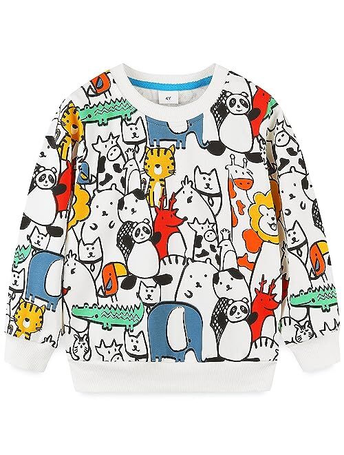 Bumeex Toddler Boy's Crewneck Pullover Sweatshirt 2-7Y