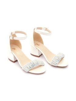 Tulleen rhinestone-embellished scrunch-strap sandals