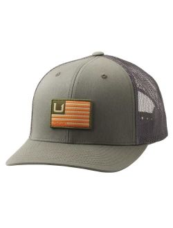 mens Mesh Trucker Snapback | Anti-Glare Fishing Hat, Huk & Bars - Moss, One Size US