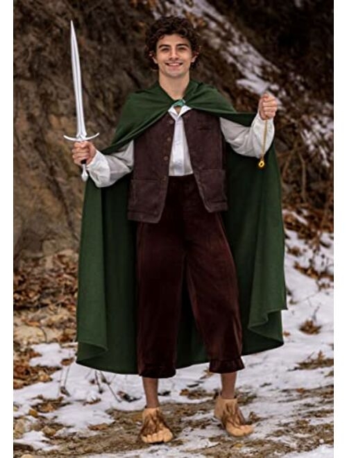 Fun Costumes Lord of the Rings Adult Dark Green Frodo Baggins Costume Mens, Cloaked Medieval Halloween Outfit