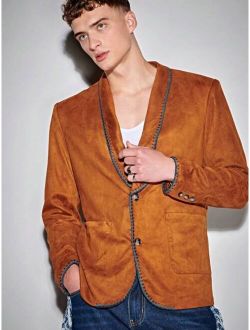 SHEIN Manfinity Homme Men Contrast Binding Shawl Collar Dual Pocket Blazer