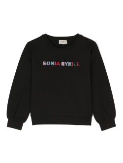SONIA RYKIEL ENFANT rhinestone-logo crew-neck sweatshirt