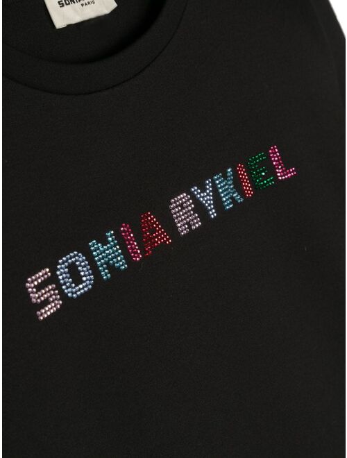 SONIA RYKIEL ENFANT rhinestone-logo crew-neck sweatshirt