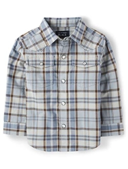 Boys' and Toddler Long Sleeve Plaid Flannel Button Up Shirt