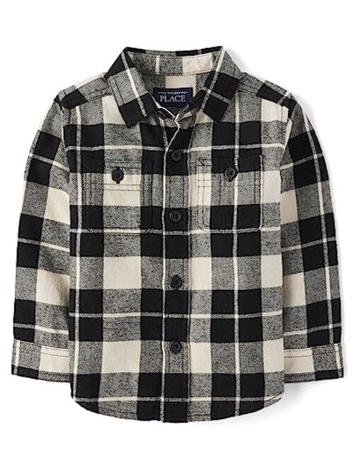 The Children's Place Boys' and Toddler Long Sleeve Plaid Flannel Button Up Shirt