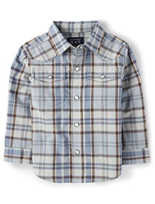 The Children's Place Boys' and Toddler Long Sleeve Plaid Flannel Button Up Shirt