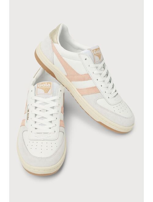 Gola Hawk White and Pastel Pink Color Block Suede Sneakers