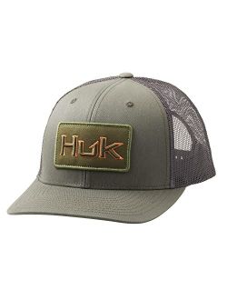 mens Mesh Trucker Snapback Hat | Anti-Glare Fishing Hat, Bold Patch - Moss