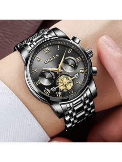Men Multifunction Watch, Multi Dial Waterproof Luminous Chronograph Men's Watch with Date Gift for Men,Stainless Steel Watches for Men,Classic Men Wrist Watch